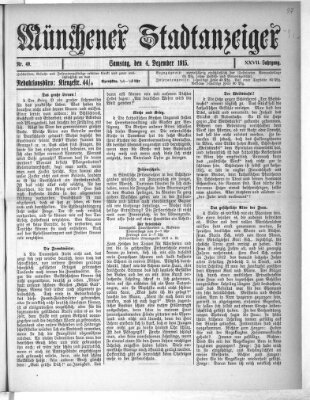 Münchener Stadtanzeiger (Münchener Ratsch-Kathl) Samstag 4. Dezember 1915