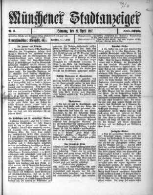 Münchener Stadtanzeiger (Münchener Ratsch-Kathl) Samstag 21. April 1917