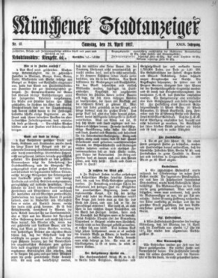 Münchener Stadtanzeiger (Münchener Ratsch-Kathl) Samstag 28. April 1917