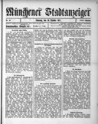 Münchener Stadtanzeiger (Münchener Ratsch-Kathl) Samstag 20. Oktober 1917