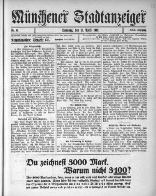 Münchener Stadtanzeiger (Münchener Ratsch-Kathl) Samstag 13. April 1918