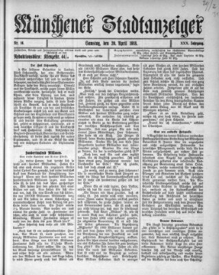 Münchener Stadtanzeiger (Münchener Ratsch-Kathl) Samstag 20. April 1918