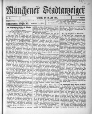 Münchener Stadtanzeiger (Münchener Ratsch-Kathl) Samstag 29. Juni 1918