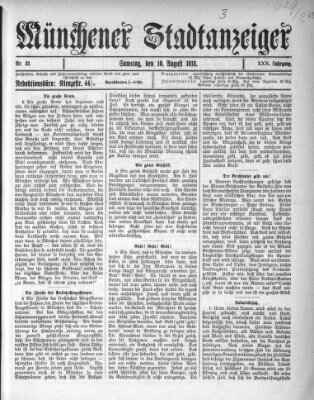 Münchener Stadtanzeiger (Münchener Ratsch-Kathl) Samstag 10. August 1918