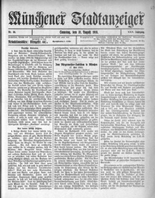 Münchener Stadtanzeiger (Münchener Ratsch-Kathl) Samstag 31. August 1918