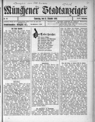 Münchener Stadtanzeiger (Münchener Ratsch-Kathl) Samstag 12. Oktober 1918