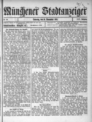 Münchener Stadtanzeiger (Münchener Ratsch-Kathl) Samstag 16. November 1918