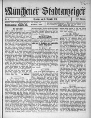 Münchener Stadtanzeiger (Münchener Ratsch-Kathl) Samstag 28. Dezember 1918