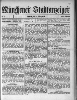 Münchener Stadtanzeiger (Münchener Ratsch-Kathl) Samstag 29. März 1919