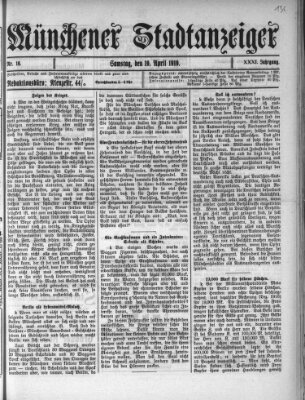 Münchener Stadtanzeiger (Münchener Ratsch-Kathl) Samstag 19. April 1919