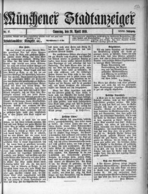 Münchener Stadtanzeiger (Münchener Ratsch-Kathl) Samstag 26. April 1919