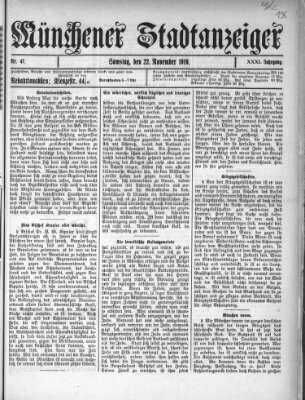 Münchener Stadtanzeiger (Münchener Ratsch-Kathl) Samstag 22. November 1919