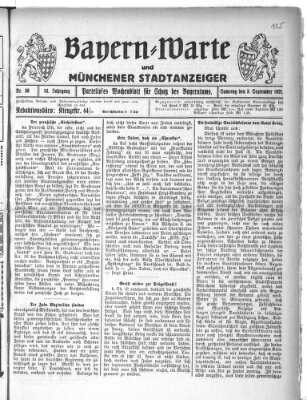 Bayern-Warte und Münchener Stadtanzeiger (Münchener Ratsch-Kathl) Samstag 3. September 1921