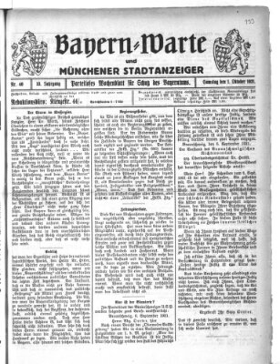 Bayern-Warte und Münchener Stadtanzeiger (Münchener Ratsch-Kathl) Samstag 1. Oktober 1921