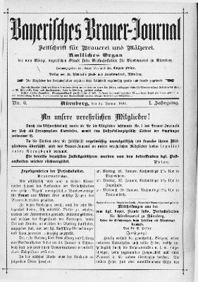 Bayerisches Brauer-Journal Samstag 24. Januar 1891