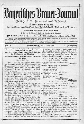 Bayerisches Brauer-Journal Samstag 14. März 1891