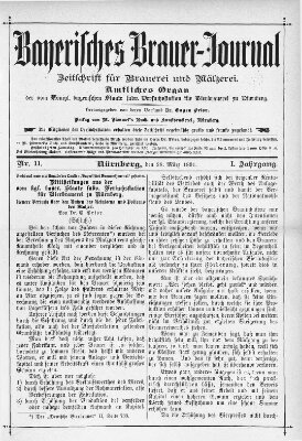 Bayerisches Brauer-Journal Samstag 28. März 1891