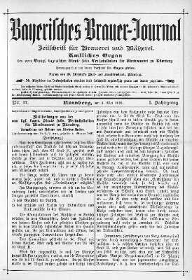 Bayerisches Brauer-Journal Samstag 9. Mai 1891