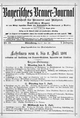 Bayerisches Brauer-Journal Samstag 27. Juni 1891