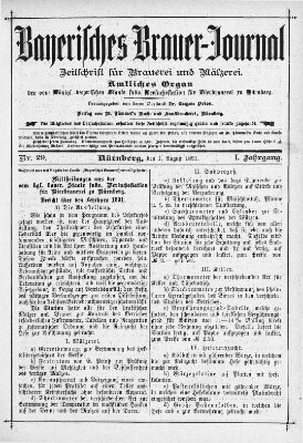 Bayerisches Brauer-Journal Samstag 1. August 1891