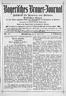 Bayerisches Brauer-Journal Samstag 29. August 1891