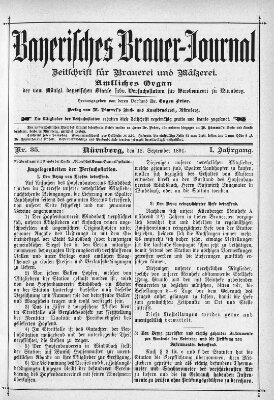 Bayerisches Brauer-Journal Samstag 12. September 1891