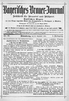 Bayerisches Brauer-Journal Samstag 19. September 1891