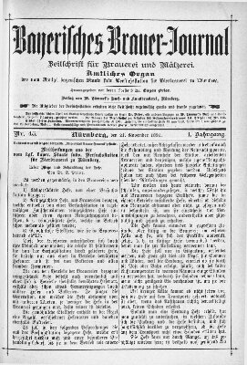 Bayerisches Brauer-Journal Samstag 21. November 1891