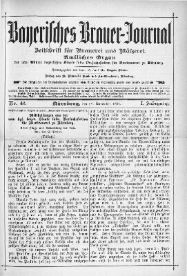 Bayerisches Brauer-Journal Samstag 28. November 1891