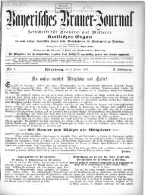 Bayerisches Brauer-Journal Samstag 9. Januar 1892