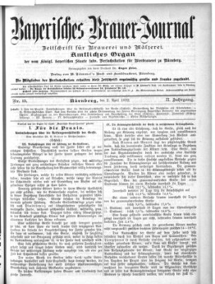 Bayerisches Brauer-Journal Samstag 2. April 1892