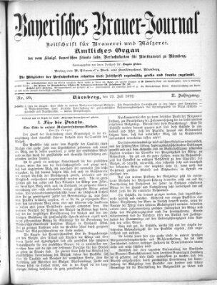 Bayerisches Brauer-Journal Samstag 23. Juli 1892