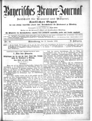 Bayerisches Brauer-Journal Samstag 12. November 1892