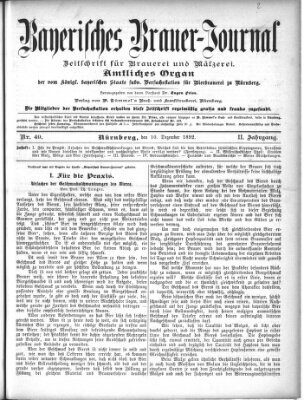 Bayerisches Brauer-Journal Samstag 10. Dezember 1892