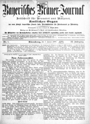 Bayerisches Brauer-Journal Samstag 7. Januar 1893