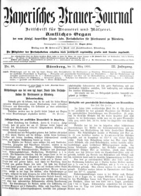 Bayerisches Brauer-Journal Samstag 11. März 1893