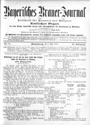 Bayerisches Brauer-Journal Samstag 8. April 1893