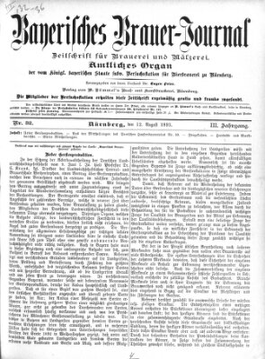 Bayerisches Brauer-Journal Samstag 12. August 1893