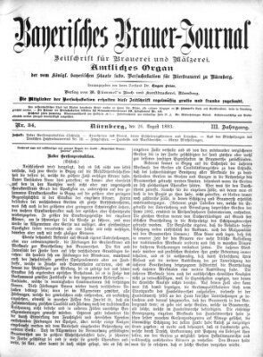 Bayerisches Brauer-Journal Samstag 26. August 1893