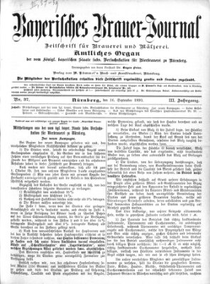 Bayerisches Brauer-Journal Samstag 16. September 1893