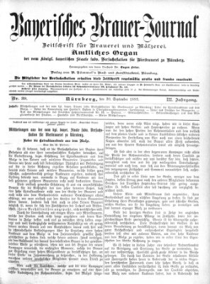 Bayerisches Brauer-Journal Samstag 30. September 1893