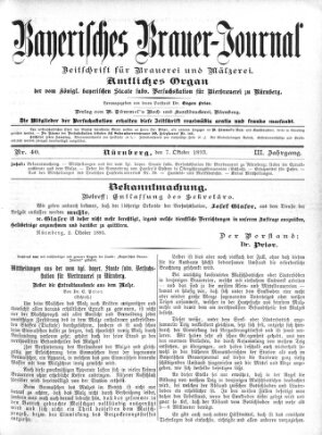 Bayerisches Brauer-Journal Samstag 7. Oktober 1893