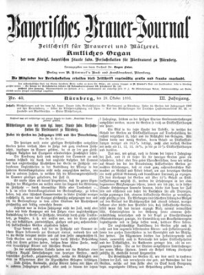 Bayerisches Brauer-Journal Samstag 28. Oktober 1893