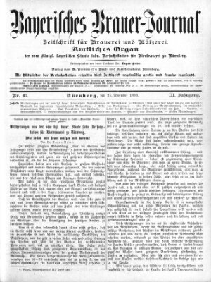 Bayerisches Brauer-Journal Samstag 25. November 1893