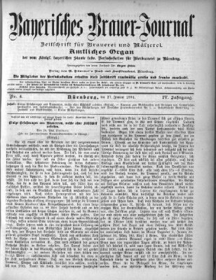 Bayerisches Brauer-Journal Samstag 27. Januar 1894