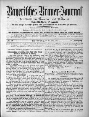 Bayerisches Brauer-Journal Samstag 17. März 1894