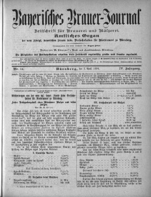 Bayerisches Brauer-Journal Samstag 7. April 1894