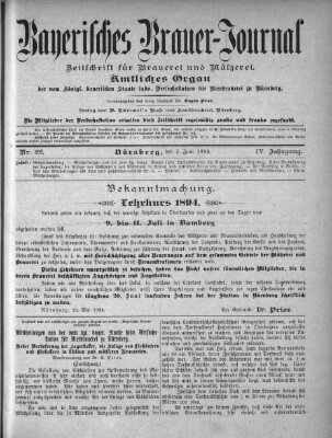 Bayerisches Brauer-Journal Samstag 2. Juni 1894