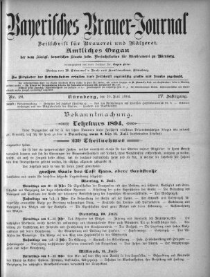 Bayerisches Brauer-Journal Samstag 30. Juni 1894