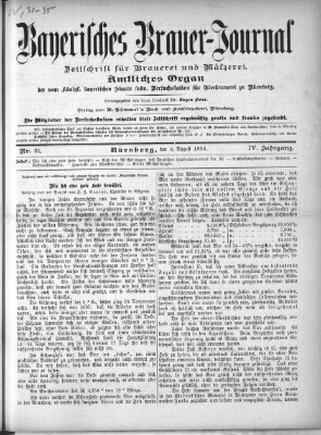 Bayerisches Brauer-Journal Samstag 4. August 1894